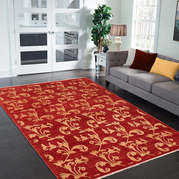 handmade Transitional Kafkaz Chobi Ziegler Red Gold Hand Knotted RECTANGLE 100% WOOL area rug 6 x 9